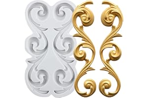 TAOXIBEI Baroque Scroll Relief Silicone Mold Curlicues Lace Filigree Polymer Clay Molds for DIY Crafts Epoxy Resin Casting Air Dry Polymer Clay Plaster Jewelry Making
