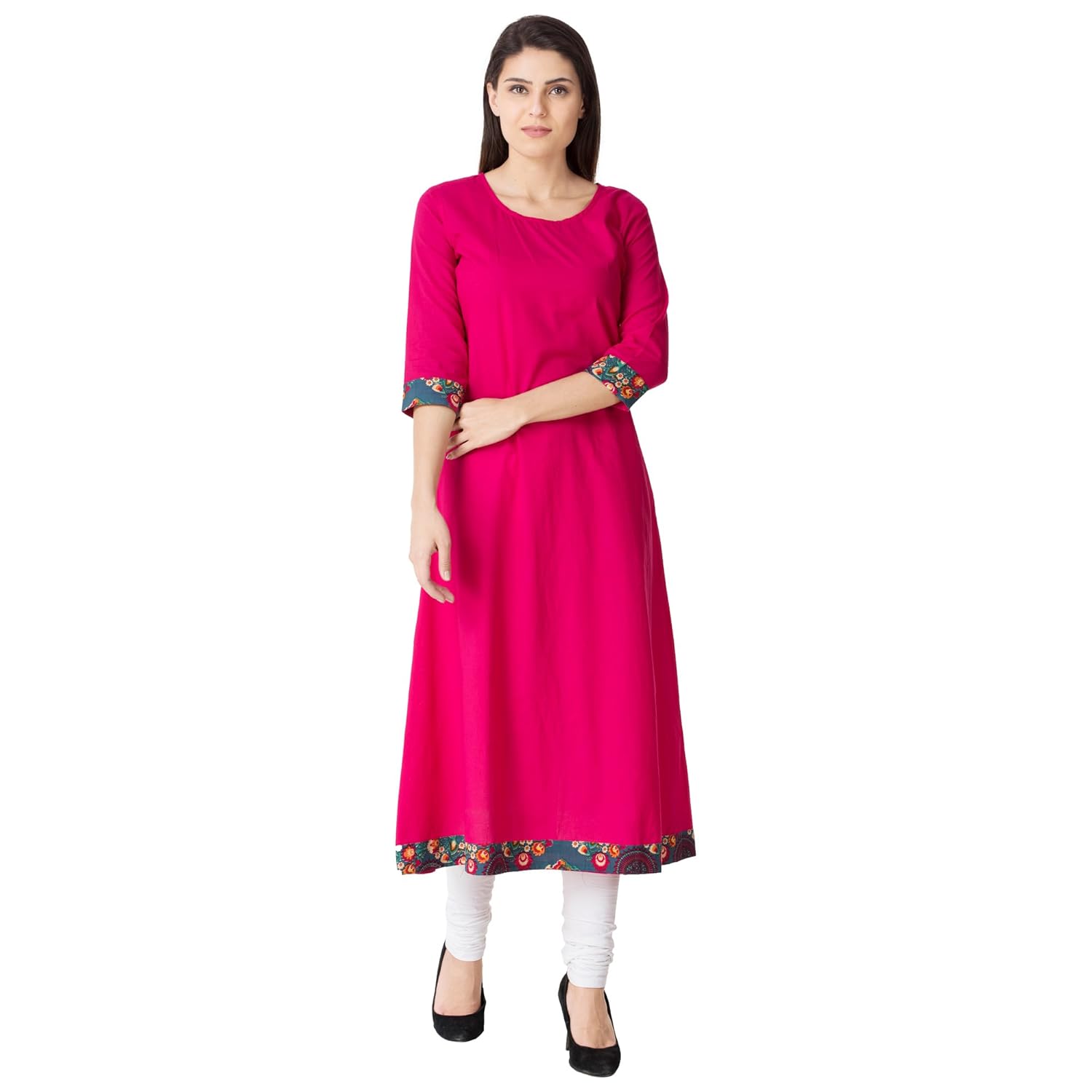 m&d women's cotton printed double layer kurti