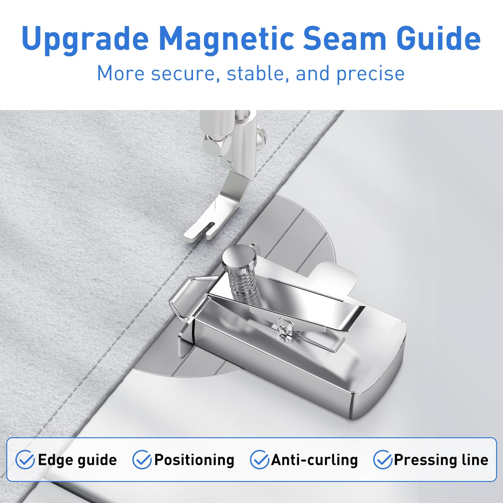 Armilem Magnetic Seam Guide for Sewing Machine, Multifucntional Clip-On Hem Guide - Universal Sewing & Quilting Supplies Accessories Tools