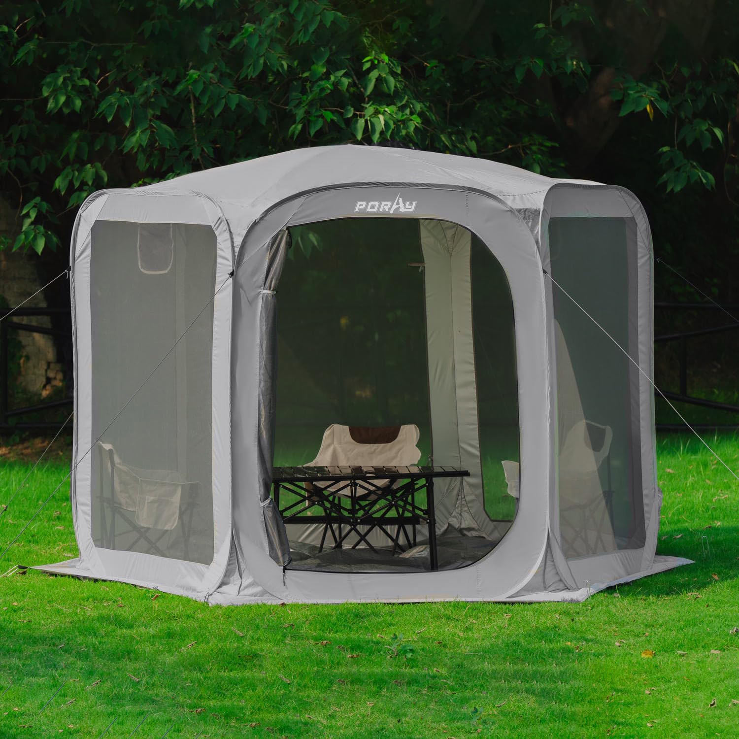 Photo 1 of Porayhut Pop up Screen House Tent Sun Shelter with Breathable Mesh Doors,Portable Camping Tent with Detachable Waterproof Floor,10x10FT Screen Canopy Outdoor for Family Friends Party in Backyard,Park