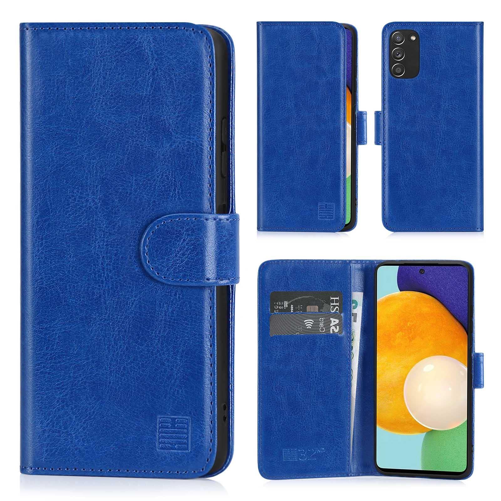 32nd Book Wallet PU Leather Flip Case Cover For Samsung Galaxy A03S (2021), Design With Card Slot and Magnetic Closure - Deep Blue