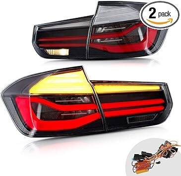 Amazon Com Yuanzheng Led Sequential Tail Lights For Bmw F30 F80 3i 328i 335i Sedan 6th Gen 13 14 15 16 17 18 With Fiber Optic Drls Yab Bw 0293 Smoke Automotive