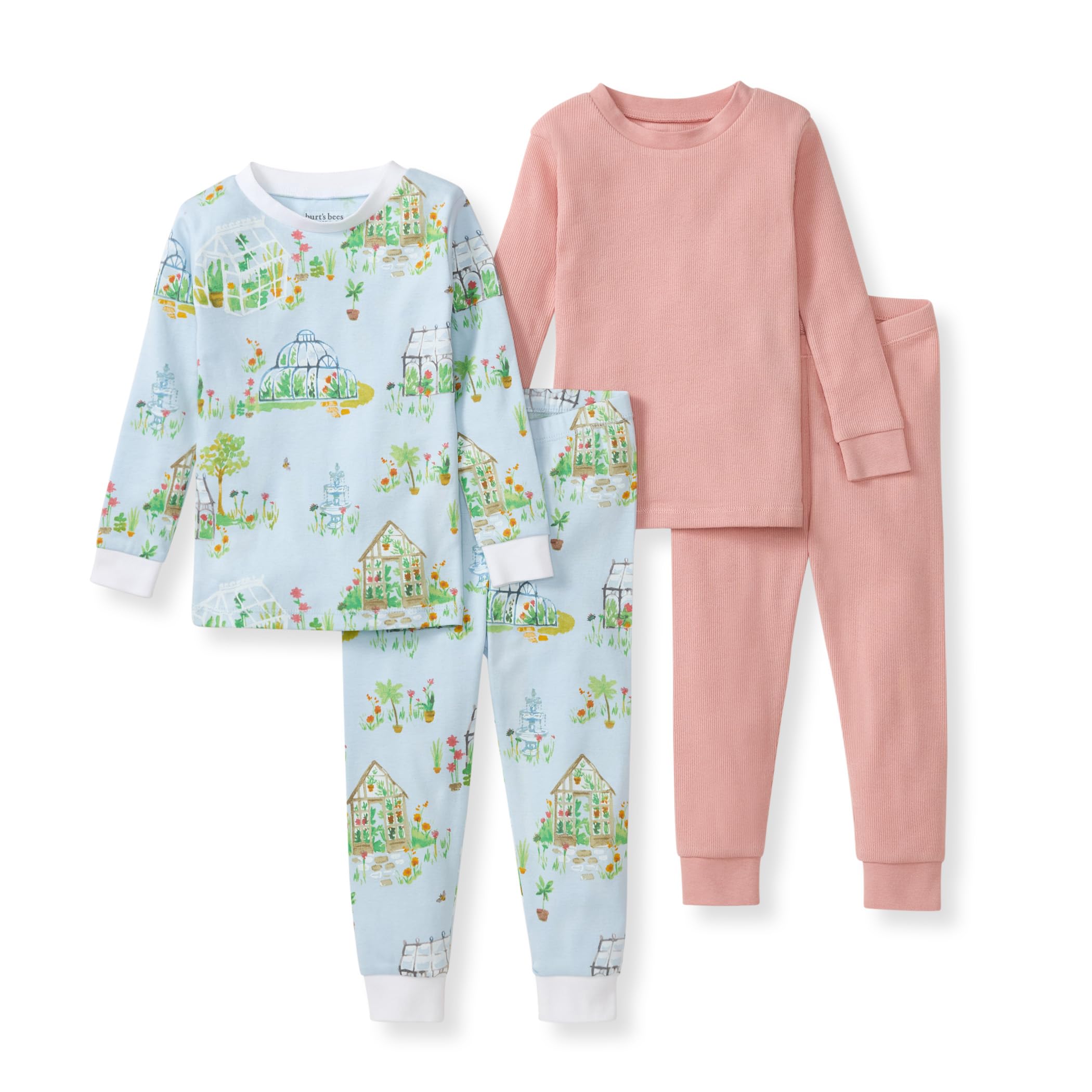 Burt's Bees Baby Baby Girls Pajamas, 2-Piece Tee and Pant PJ Set, 100% Organic Cotton, Snug Fit, Soft Sleep Pajama Outfit, Sizes 12 Months to 12 Years PJs Image