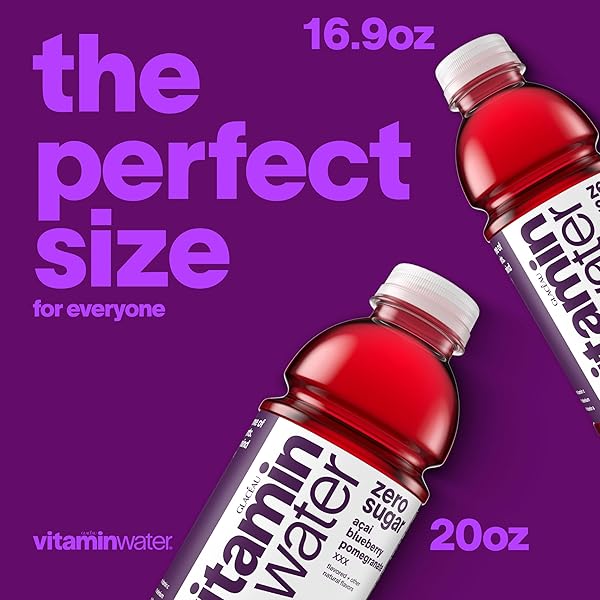 VITAMINWATER XXX ACAI-BLUEBERRY-POMEGRANATE ZERO SUGAR, FLAVORED WATER BEVERAGE, 20 FL OZ BOTTLES, 12 PACK