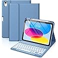 Hamile for iPad 11th 10th Generation Case with Keyboard - 7 Colors Backlit Wireless Detachable Folio Keyboard Cover with Pencil Holder for iPad 11-inch A16 2025 10th Gen 10.9 Inch 2022 (Blue)