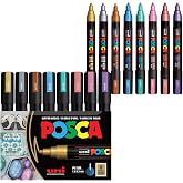 POSCA&reg; PC-5M Water-Based Acrylic Paint Markers, Medium Tip, 8 Count | Reversible Tip (1.8&ndash;2.5 mm), Opaque Paint Pens for Rock Painting, Wood, Glass, Crafts &amp; Art Projects