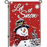 Winter Garden Flag Christmas Garden Yard Flags 12x18 Double Sided- Small Snowflake Snowman Flag for Winter Holiday Vacation Xmas Yard Outside