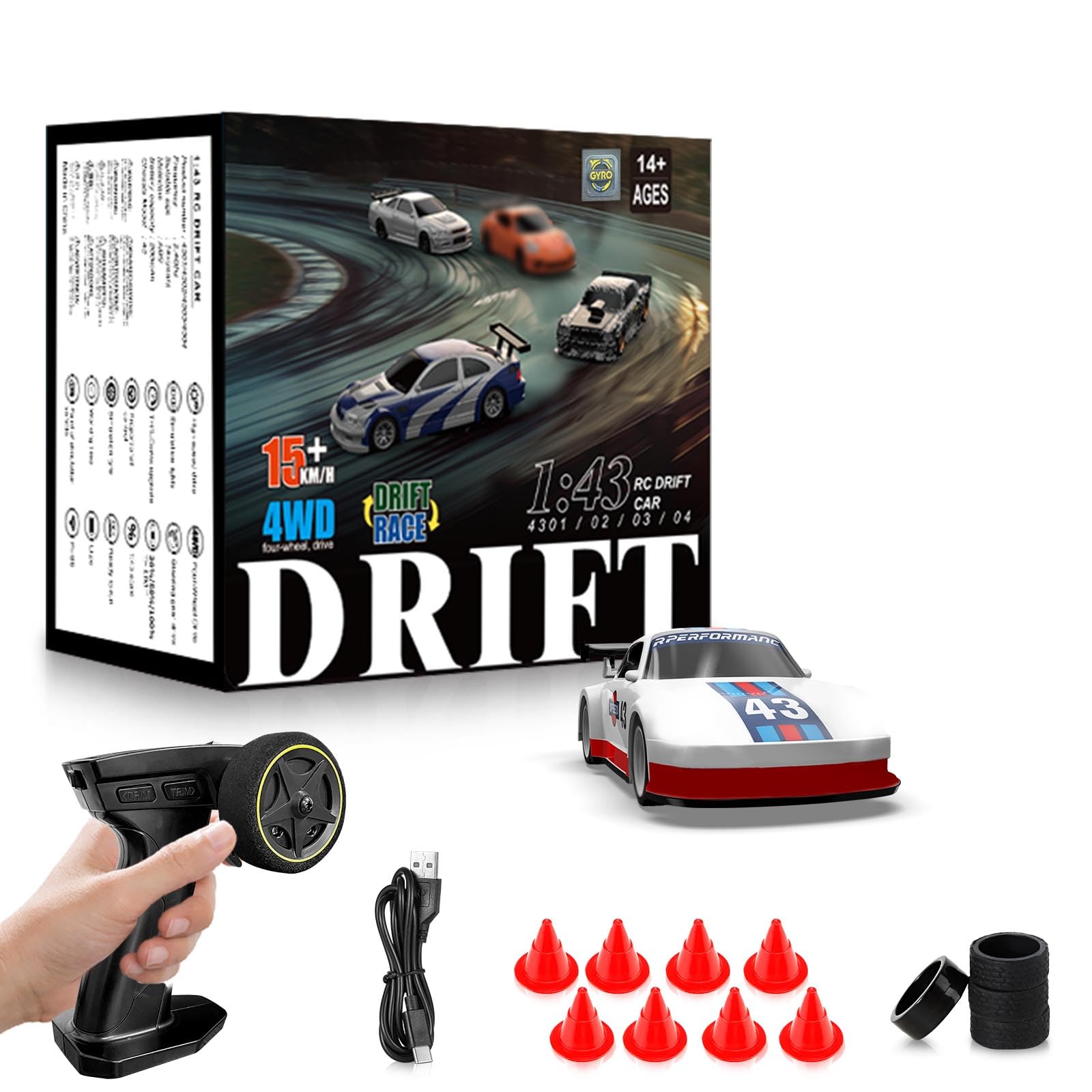 Photo 1 of RC Drift car, 1/43 Mini Rc Drift car with Gyroscope, 2.4GHz Full Proportional Remote control Cars, 4WD High Speed Racing with Lights, Racing Tires, Model Cars Gift for Adults, Kids, Boys, Girls