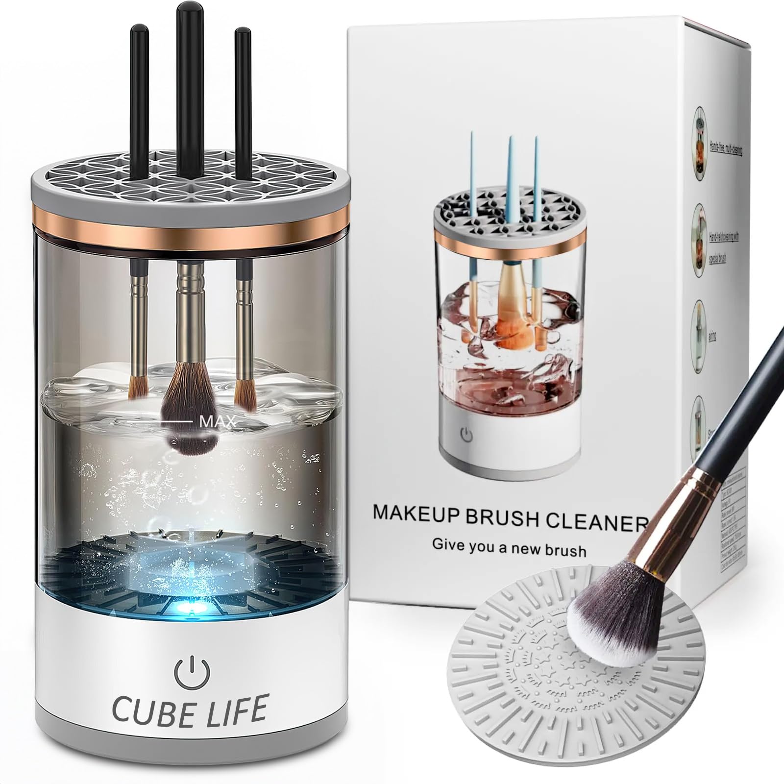 Photo 1 of CUBE LIFE Electric Makeup Brush Cleaner, Automatic Spinning Makeup Brush Cleaner, Cosmetic Brush Cleaner For All Size Makeup Brushes Beauty Tools Sets