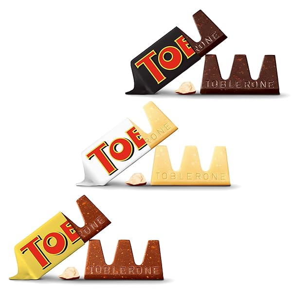 TOBLERONE TINY ASSORTED CHOCOLATE BARS VARIETY PACK (MILK, DARK, & WHITE), 1 GIFT BAG (27 PIECES)