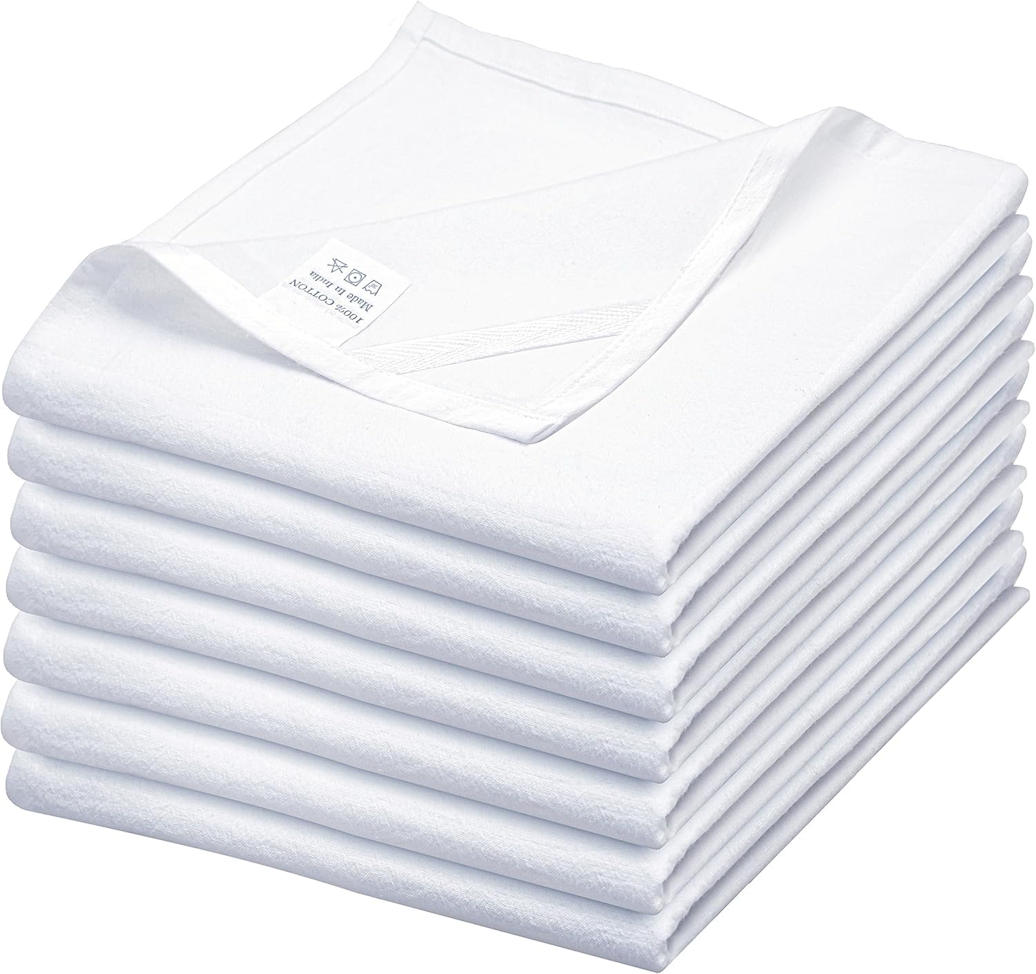 WHITEWRAP Flour Sack Dish Towels | 33â€ x 38â€ | 7-Pack | White | 130 Thread Count Ring Spun Cotton Large Tea Towels, Dish Towels, and Dish Cloths