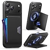 for iPhone 17 Pro Max Case with Card Holder & Kickstand [Compatible with MagSafe][Camera Control][Full Camera Protection] Card Slot Rugged Shockproof Protective Wallet Case for 17 Pro Max 6.9'', Black