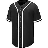 PSOOO Unisex Baseball Jersey Button Down Shirts Short Sleeve Hipster Hip Hop Sports Uniforms for Men Women