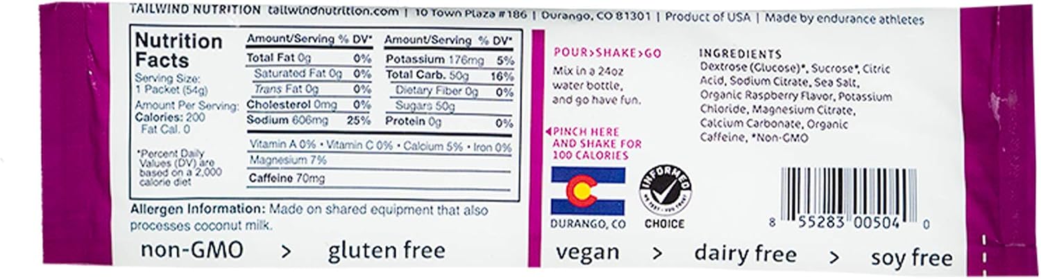 Tailwind Nutrition Endurance Fuel 12 Stick Packs Raspberry Buzz - Caffeinated, 12 Count (Pack of 1) - Image 3