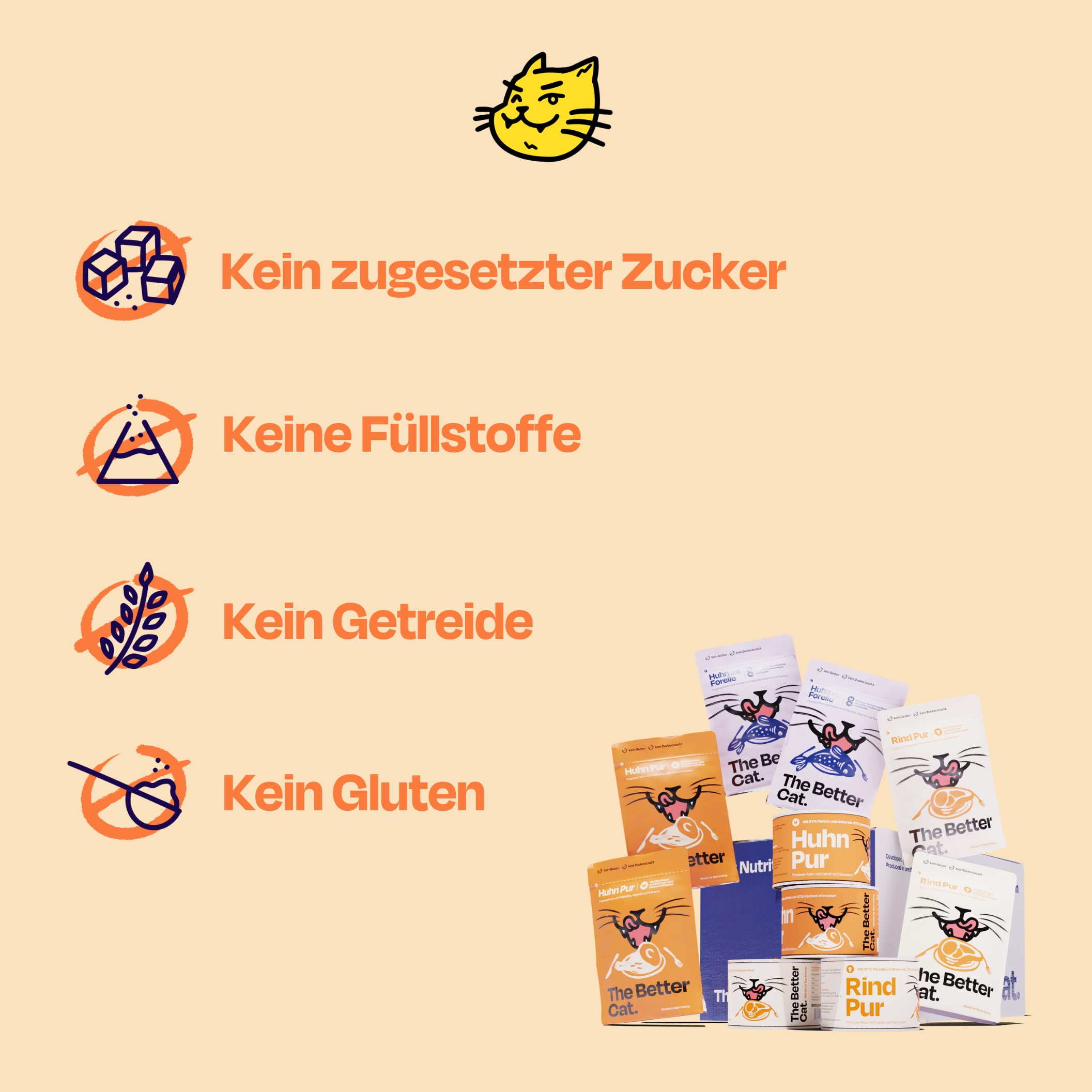 The Better Cat - Getreidefreies Nassfutter mit extra hohem Fleischanteil - Premium Katzenfutter ohne Getreide und ohne Zucker mit Präbiotika (Rind) 12x85g 5