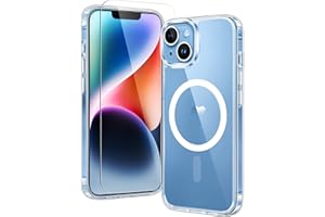 FNTCASE for iPhone 13 Case Clear: iPhone 14 Case Magnetic Phone Cases with Screen Protector Compatible with Magsafe Slim Mili