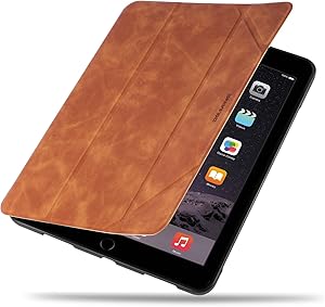 DEFBSC Case for New iPad 9.7-Inch 2018/2017/Air/Air 2,Premium PU Leather Business Slim Folding Stand Folio Cover with Auto Wake/Sleep,Pencil Holder and Multiple Viewing Angles, Brown