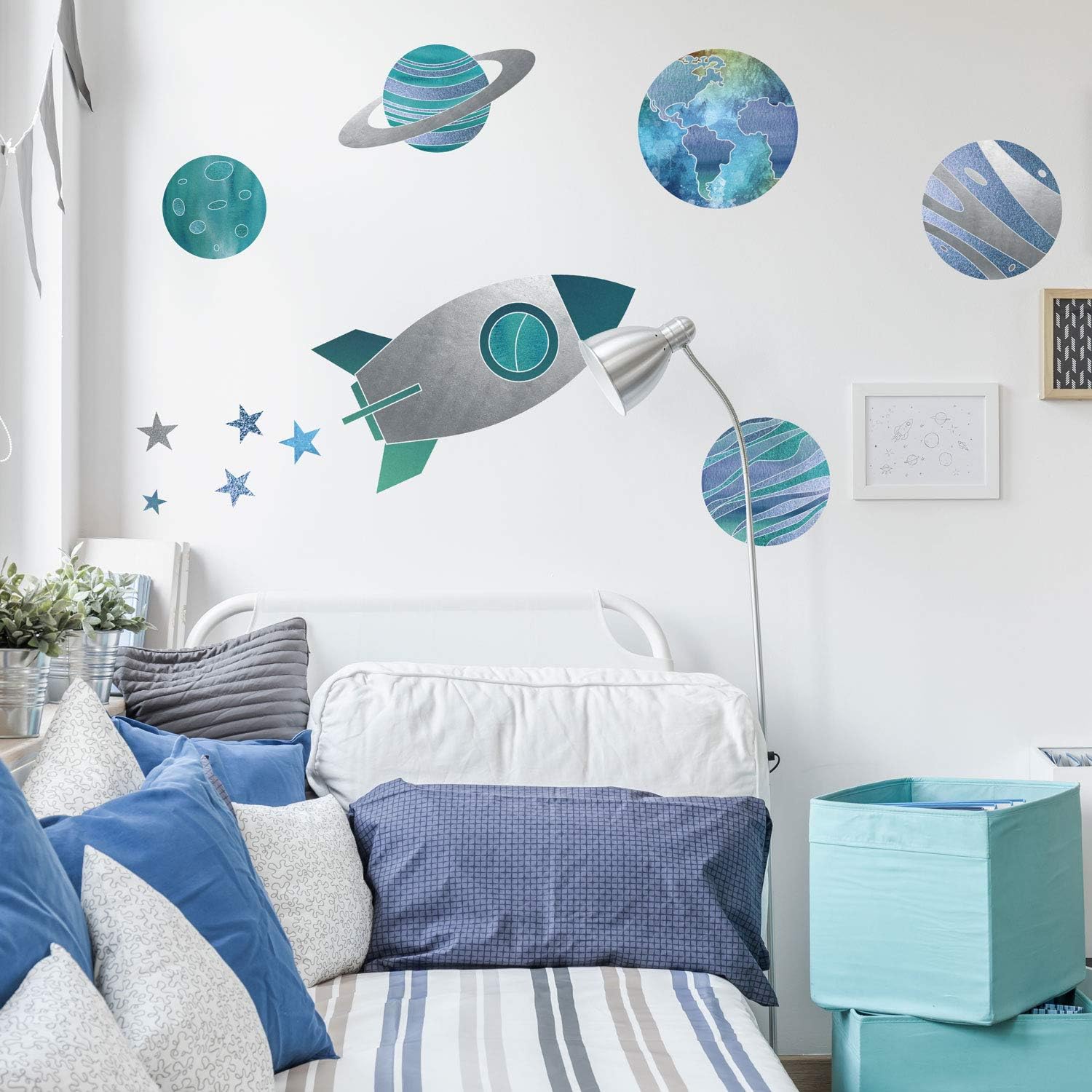Rocket and Planets Wall Sticker Pack, Space Wall Stickers, Perfect for Creating a Space Themed Room, Regular