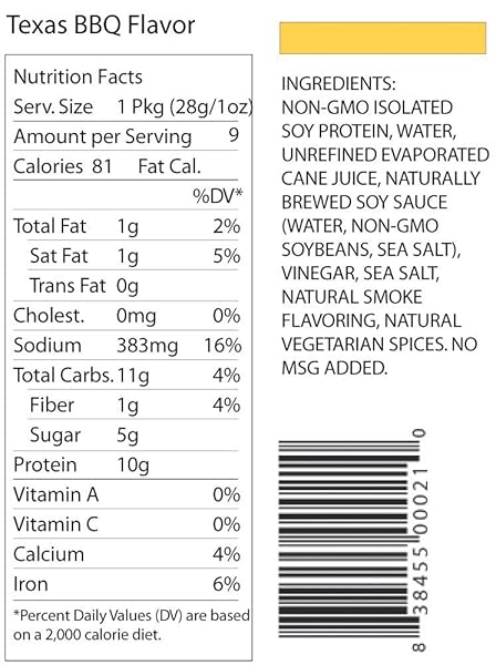 PRIMAL SPIRIT VEGAN JERKY – “CLASSIC FLAVOR” – TEXAS BBQ, 10 G. PLANT BASED PROTEIN, CERTIFIED NON-GMO, NO PRESERVATIVES, SPORTS FRIENDLY PACKAGING (24 PACK, 1 OZ)