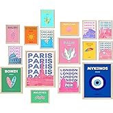 Aroutde Preppy Room Decor Preppy Travel Prints Coquette room decor Preppy Beachy Stuff Travel Picture Wall Art Coquette Decor for Teen Girls College Dorm Bedroom Set of 16 (Unframed)