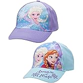Disney Frozen 2-Piece Dad Hat Set, Elsa and Anna Girls Baseball Caps with Curved Brim for Toddlers and Kids, Multi, One Size