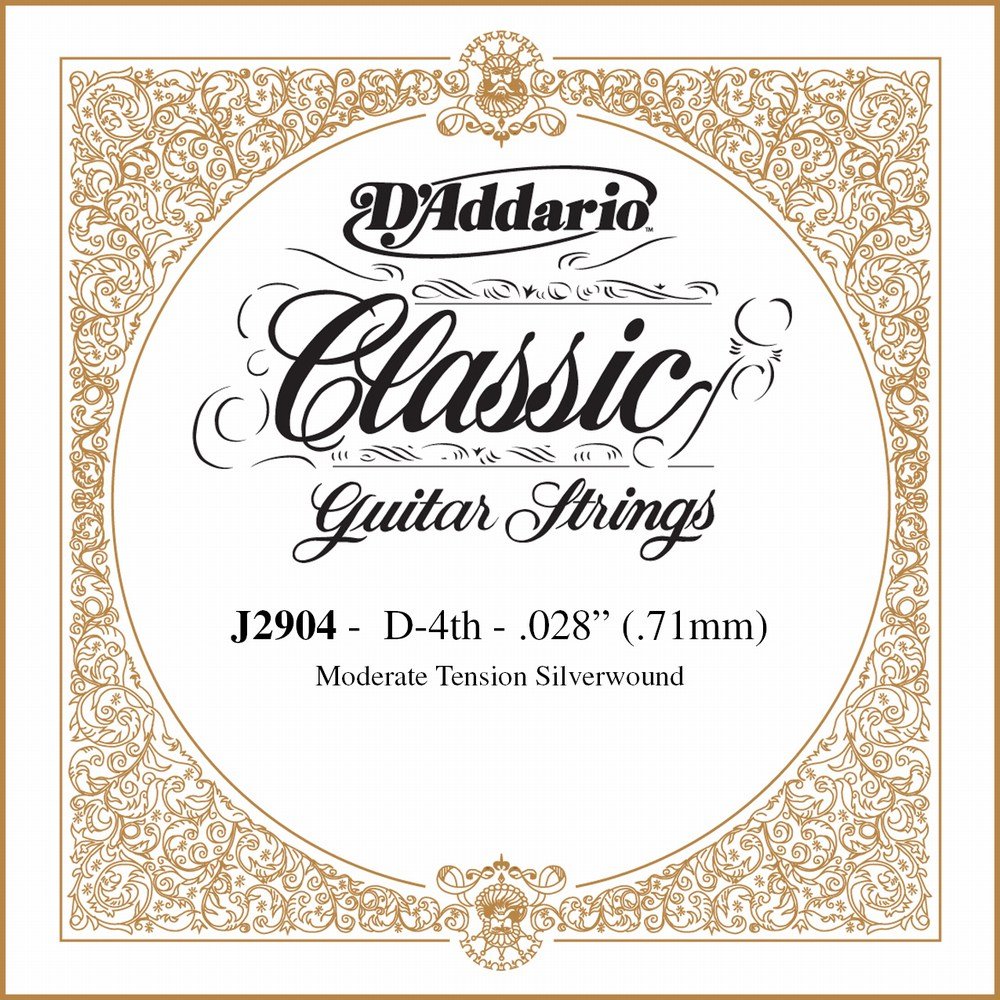 D'Addario Classics Rectified Moderate Tension Single Fourth String for Classical Guitar