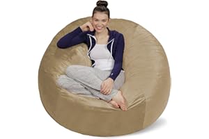 Sofa Sack Bean Bag Chair - Plush, Ultra Soft - Memory Foam Bean Bag Chair with Microsuede Cover - Stuffed Foam Filled Furniture and Accessories for Dorm Room 5 Feet - Camel