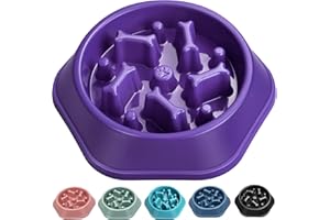 UPSKY Slow Feeder Dog Puzzle Bowl, Interactive Bloat Stop Non-Slide Lick Treat Bowl for Small Medium Dogs (Purple)