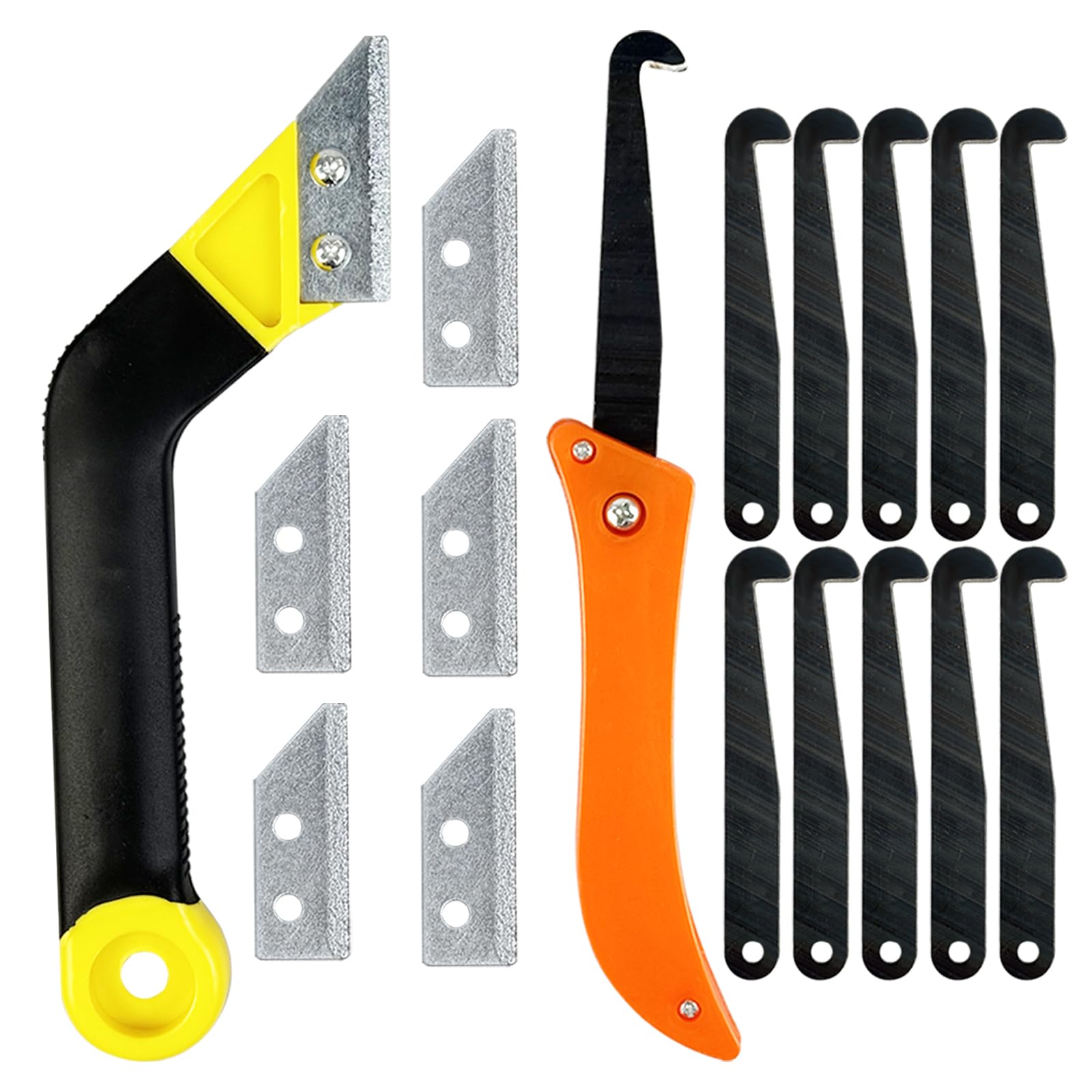 Pro Grout Removal Repair Tool Set - Long-handled Scraper, Angled Hand Saw, Grout Press Ball, Tapered Scraper and Rake for Tile Floor Cleaning and Repair (17pcs Regular Set)