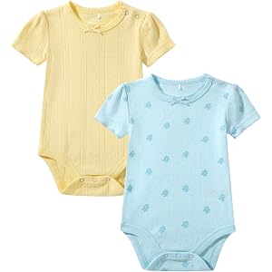 TRND O&X Baby Girl 2-Pack Soft Pointelle Cotton Bodysuit for Newborn 0-24 Months