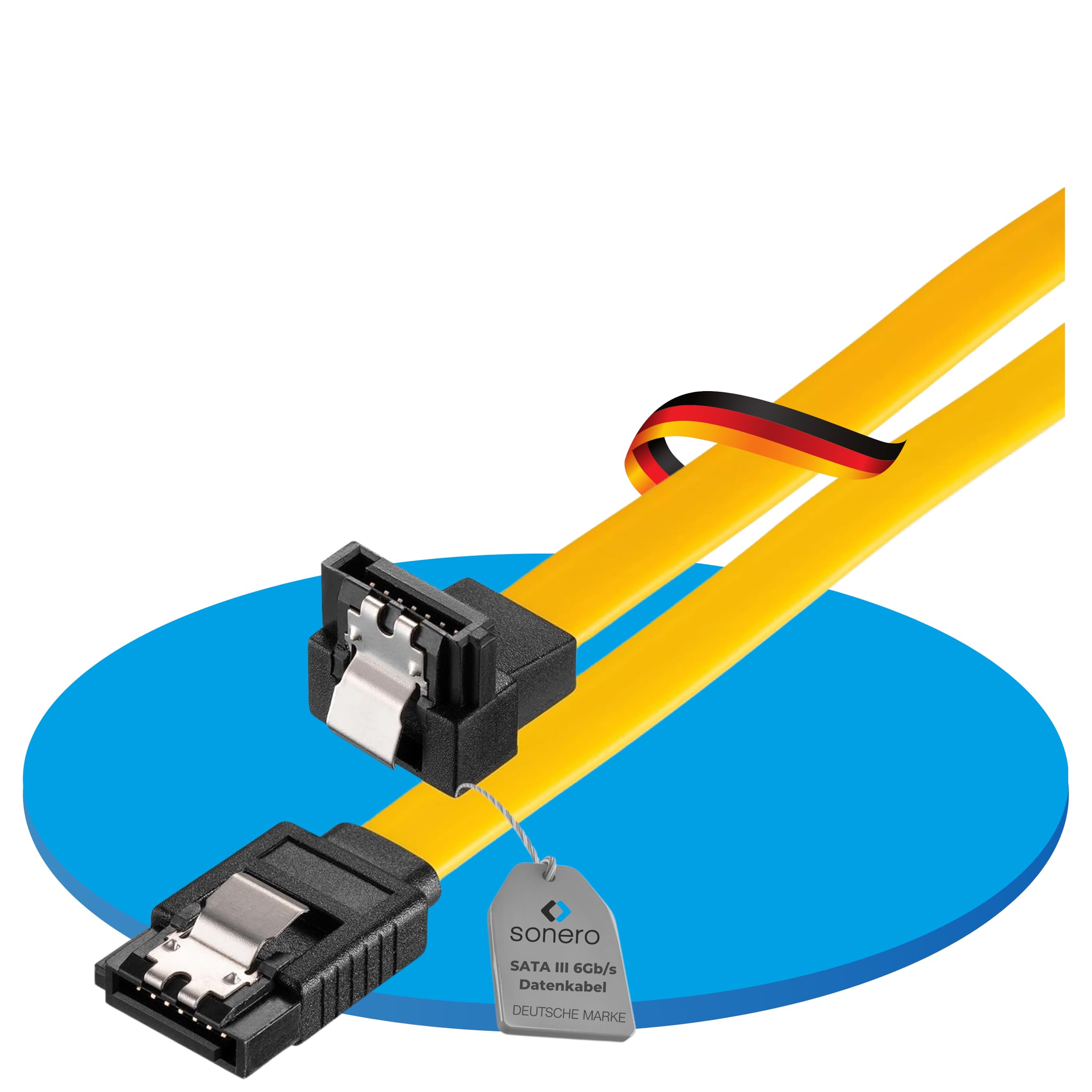 Sonero® SATA III 6Gb/s Data Cable Set 2x 0.50 m Angled + 2x 0.50 m Yellow
