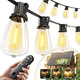 addlon 52FT(48+4) Solar String Lights Outdoor, Waterproof Dimmable 16+1 LED | Patio Lights with Remote &amp; USB Charging, Timer, 3 Light Modes, Shatterproof, Solar Lights Outdoor for Camping Backyard Garden