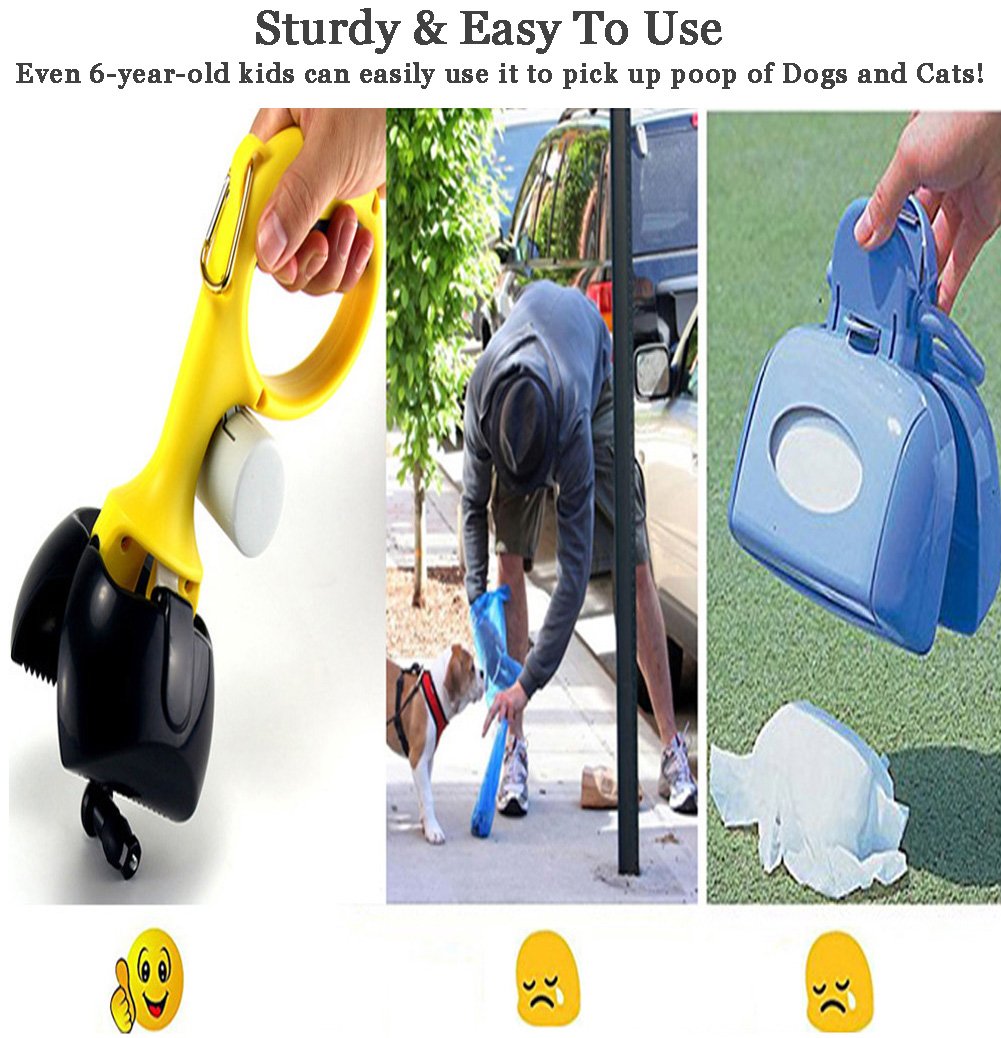 Pooper Scooper Rake Spade Cat Dog Pet Waste Scoop-Portable Jaw Clamp Scooper For Indoor Or Outdoor Waste Picker Perfect For Small Medium Large XL Pets (FREE Pet Brush & 6 Roll Sog Poop Bags)