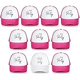 JaGely 10 Pack Funny Bachelorette Hats for Women,1 Pcs Wife of The Party Bride Hat 9 Pcs Team Bride Tribe Baseball Cap Adjustable Pink White for Bachelorette Party Decoration Accessories Favors