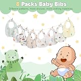 Lanjue 8 Pack Baby Bandana Bibs Soft Cotton Teething Drool Waterproof view 3