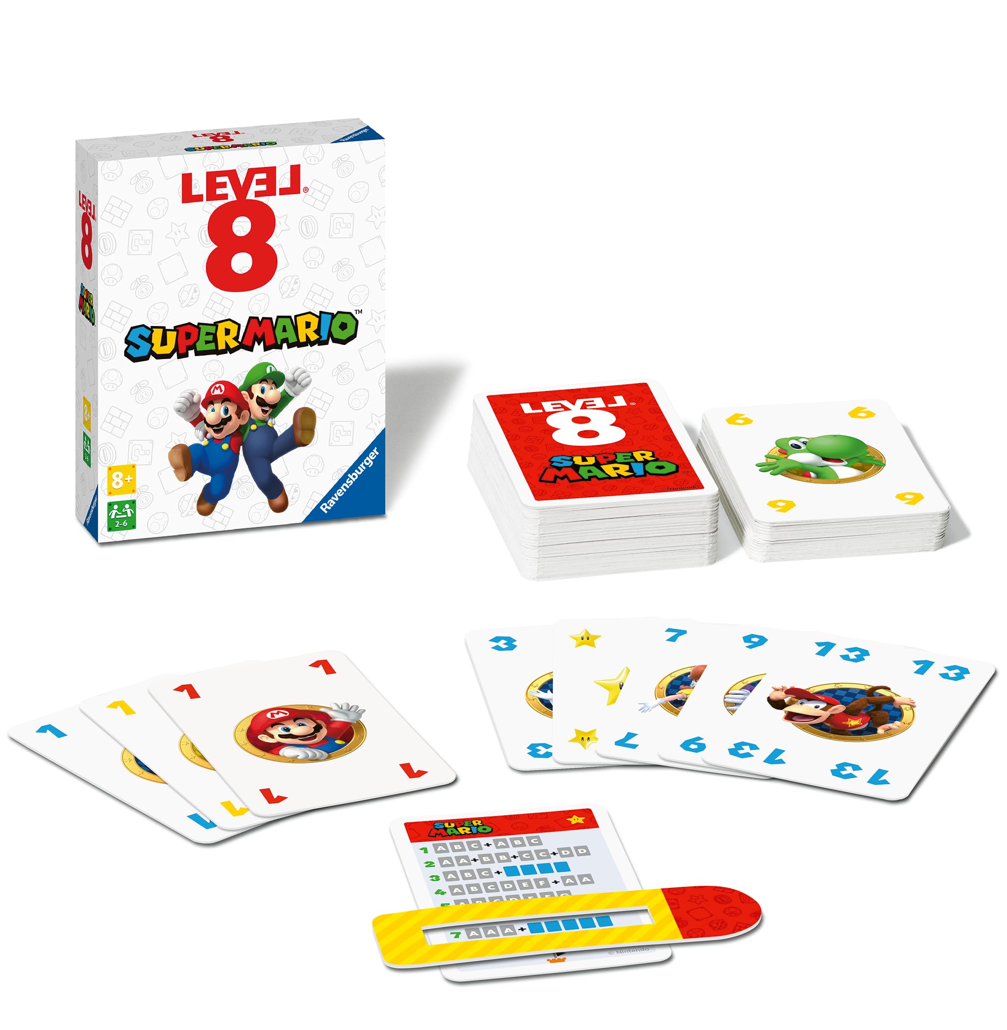 Ravensburger 27343 - Super Mario Level 8, Das spannende Kartenspiel für 2-6 Spieler ab 8 Jahren