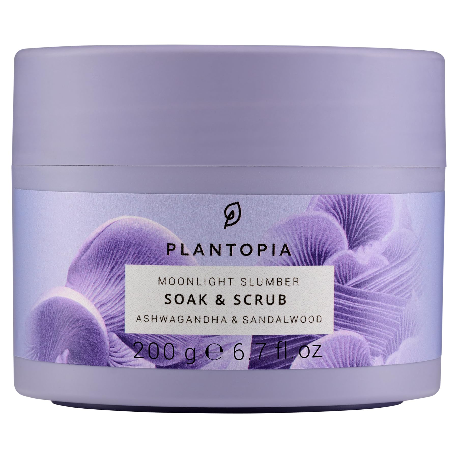 Plantopia Moonlight Slumber Bath Soak & Body Scrub, 200 g - Sleep Promoting Ashwagandha & Sandalwood - Cruelty Free Vegan - Bath Soak & Exfoliator