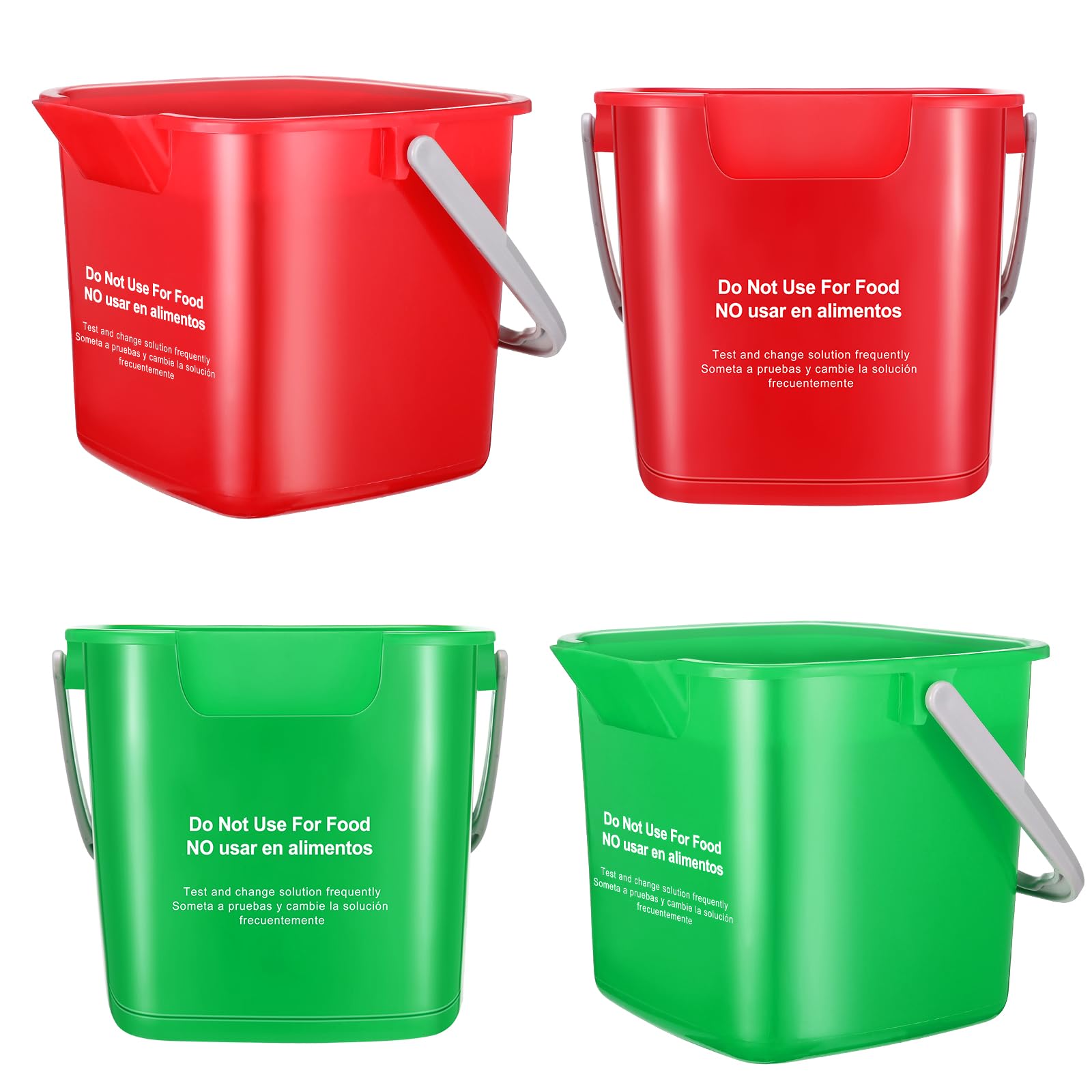 Photo 1 of Yaomiao 4 Pcs Cleaning Bucket 3 Quart Small Sanitizing Square Bucket Detergent Pail with Measurements Spout and Handle for Home Commercial Use Restaurant Kitchen Office School (Red, Green)
