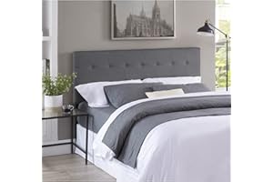NAOMI HOME Jessenia Queen Headboard Only, Height Adjustable Bed Headboard Queen Size, Square Tufted Headboard Queen Size with 12 Positions, Metal Legs, Wall/Bed Mount, Linen Fabric Headboard Queen, Light Gray