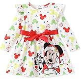 Disney Princess Frozen Elsa Minnie Mickey Stitch Ruffle Sleeve Dress A Line Long Sleeve Kids Clothes Baby to Toddler