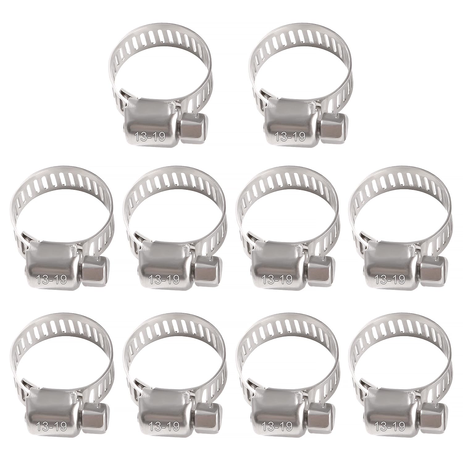 YIXISI 10 PCS 13-19 mm Hose Clips, 304 Stainless Steel Hose Clips, Adjustable Hose Clamps, Jubilee Clip, for Hose Pipe Tube โ image 1