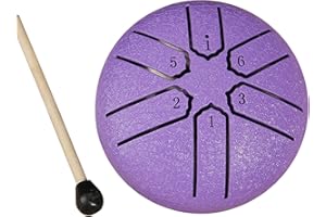 FLORTEEN Rain Drum for Outside Garden, Steel Tongue Drum Rain Chime, Outside Musical Rain Drum for Garden, Mini Handpan Drum 3 Inches 6 Notes for Meditation, Prenatal Music Education (Purple)