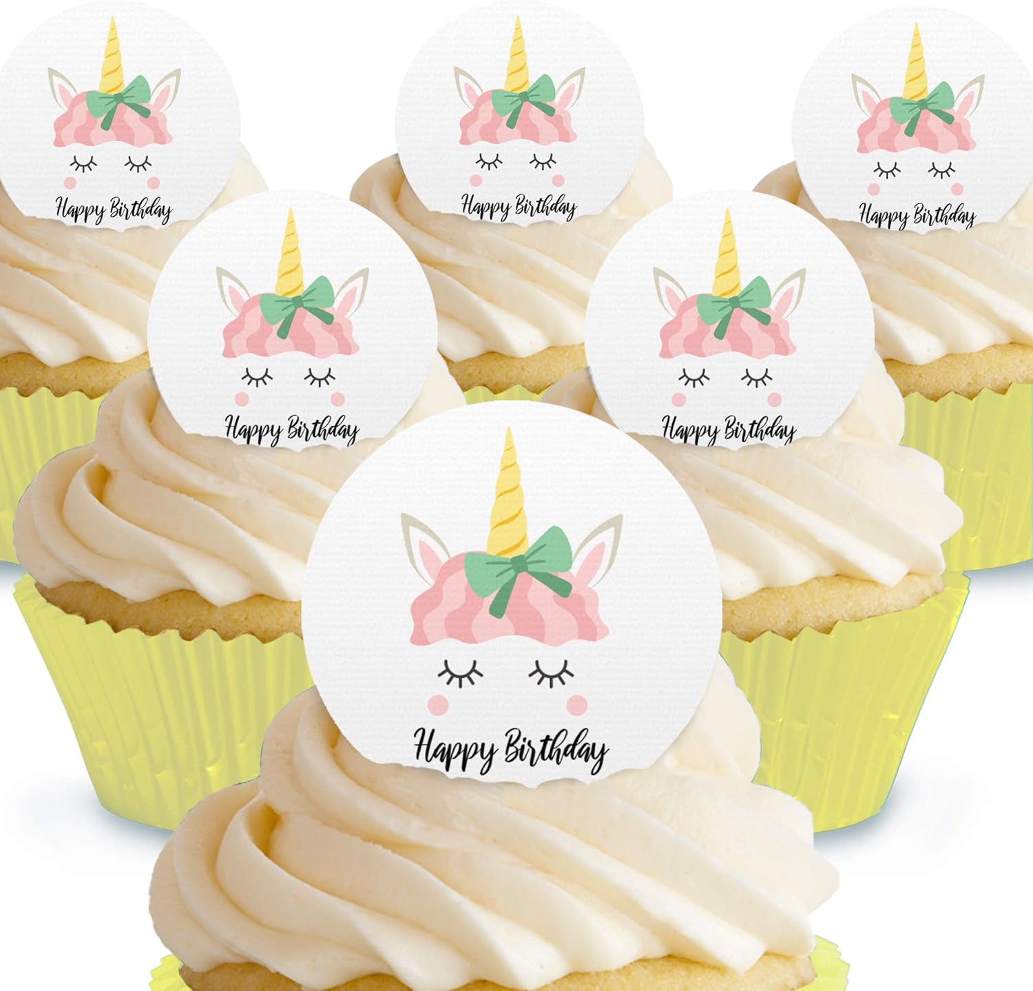 Cakeshop 12 X 4cm Happy Birthday Unicorn Edible Cake Toppers Decorations Precut Premium Wafer Paper Amazon Co Uk Kitchen Home