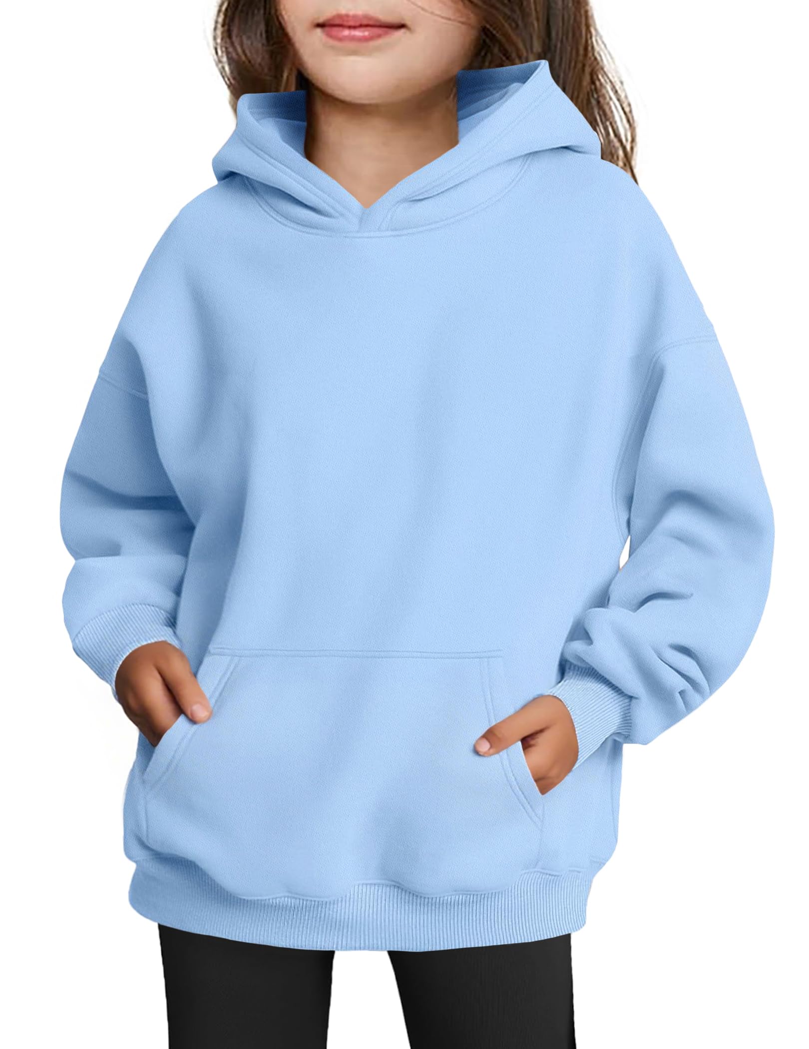 Photo 1 of ***DIRTY ****FINAL SALE NO RETURN****Arshiner Girls Oversized Hoodies Fleece Pullover Sweatshirts Sweatshirts Kids Light Blue Cute Outfits Fall Winter Clothes Size 8-10