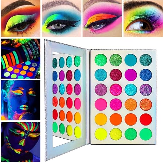 genialkiki Palette de fards à paupières colorés néon, 24 Couleur Palette Maquillage Yeux Fard à