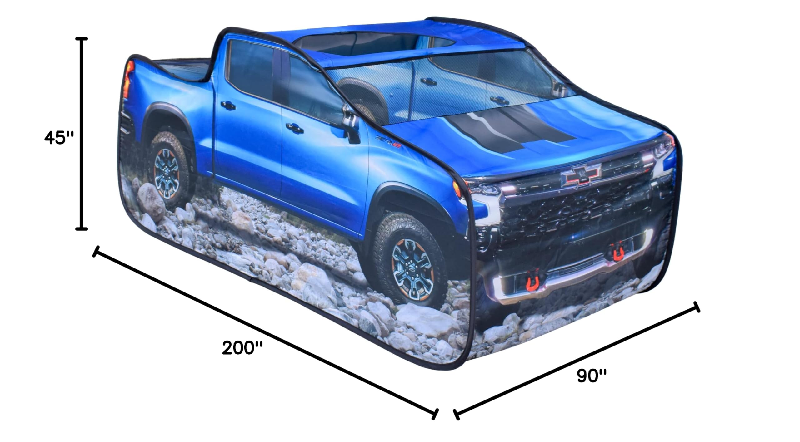 Chevy Silverado Pop Up Tent, Large Off-Road Pickup Truck Play Tent for Kids, Indoor and Outdoor Birthday Gift Boy, Blue