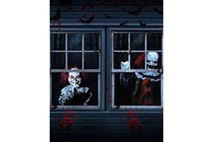 YUSPENYE 2 Pack of Halloween Joker Window Door Scary Cover, Halloween Decoration, Party Decors with Frame