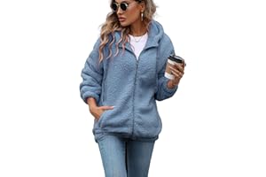 Vipwest Womens Fleece Jacket Fall Winter Full Zip Sherpa Coat with Hood S-5XL