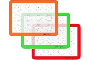 HOTPOP Silicone Baking Mats 0.75mm, Non-Stick Silicone Sheets for Bake Pans & Rolling with Outlines for Pastries - Macaron/Pa