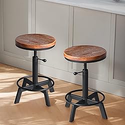 BOKKOLIK Set of 2-Industrial Bar Stool-Counter